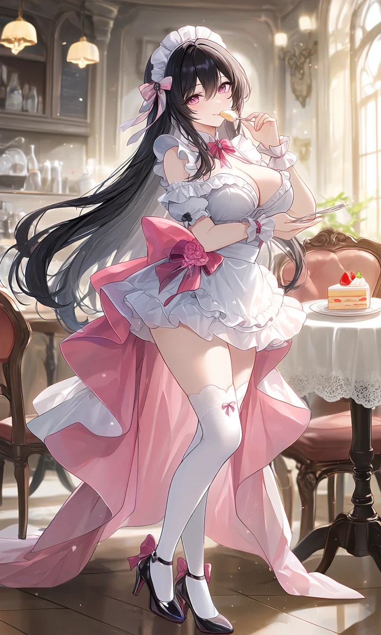 プリンセス風のカフェでのケーキタイム