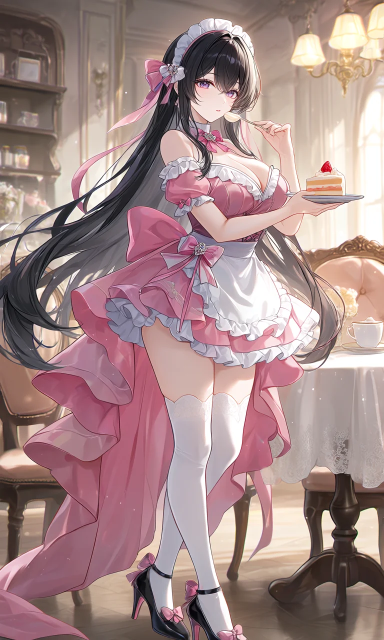 プリンセス風のカフェでのケーキタイム