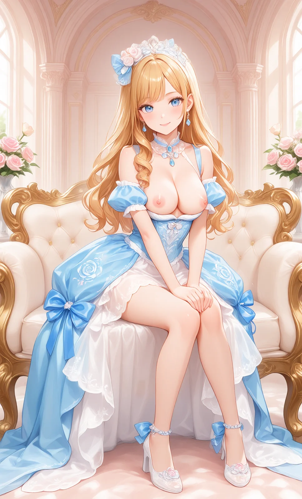 金髪プリンセスが微笑む室内の写真（2枚目）