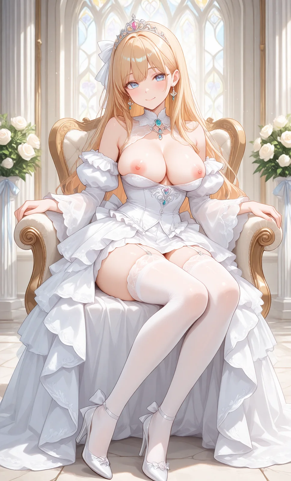 金髪プリンセスが教会で微笑む（2枚目）