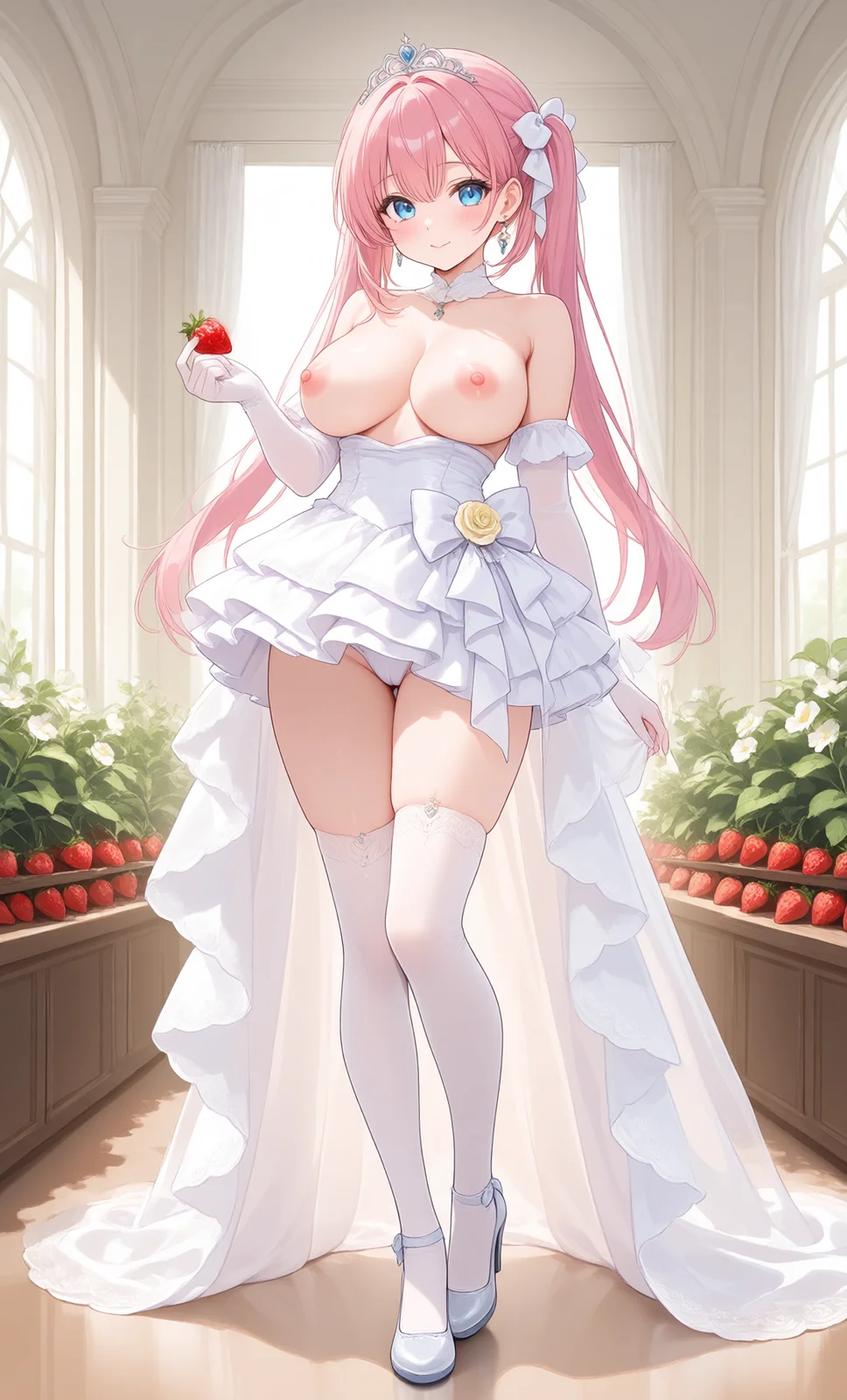 プリンセスがイチゴを手にする様子（2枚目）