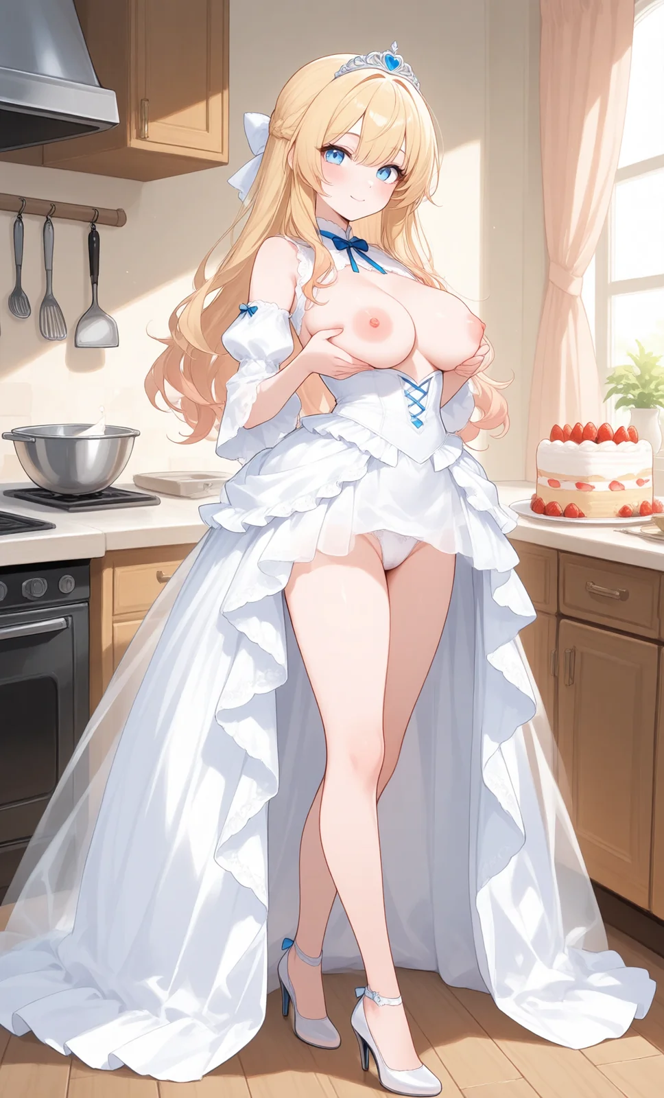 プリンセスがキッチンでケーキを手にする様子(2枚目)