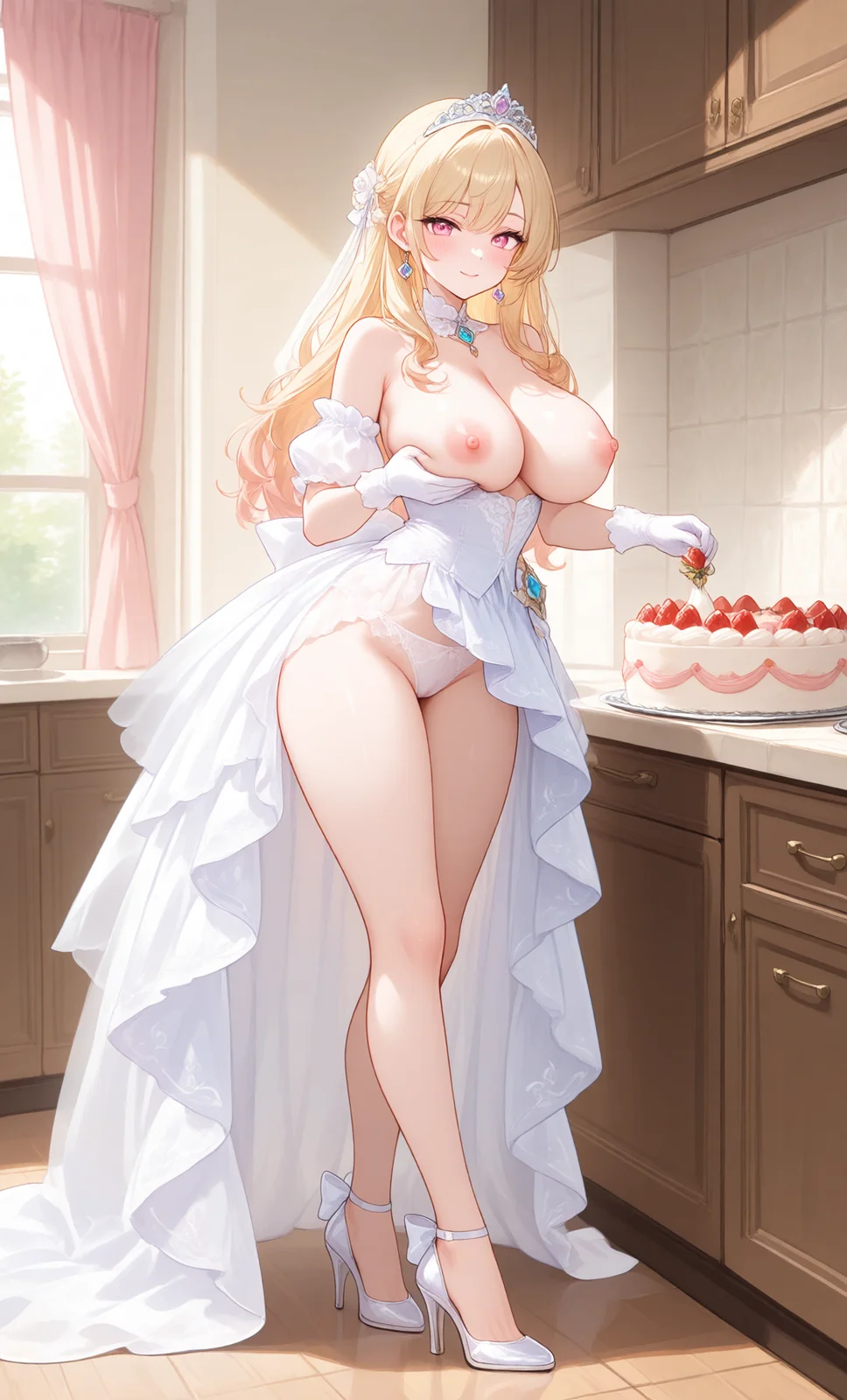 プリンセスがキッチンでケーキを手にする様子(4枚目)